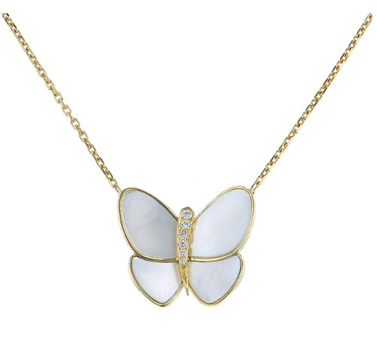 [LUXORA]BUTTERFLY GOLD MOP DIAMANT HALSKETTE