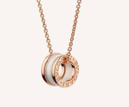 [LUXORA]ZERO 1 WHITE CERAMIC PINK GOLD NECKLACE