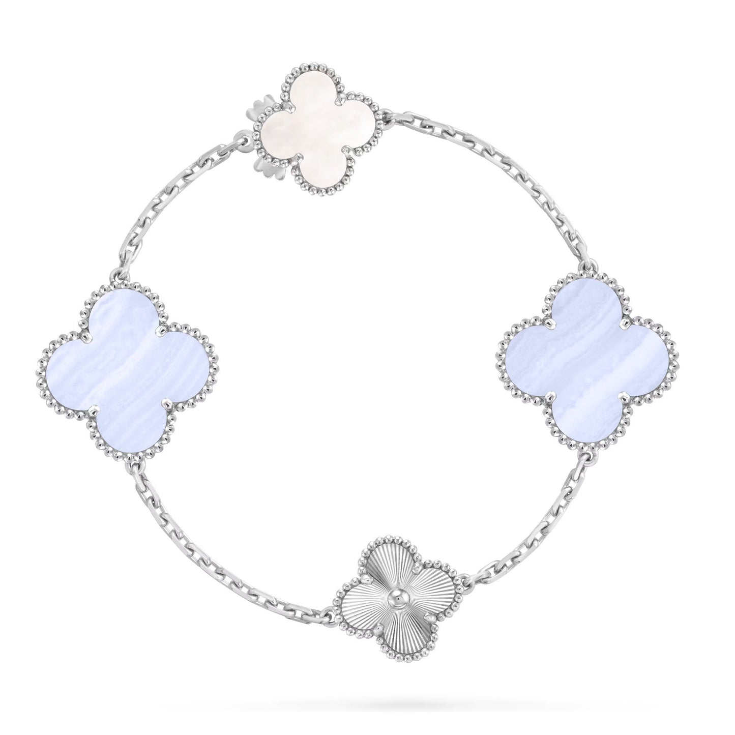 [LUXORA]DETACHABLE CLOVER 15(11+4) FLOWER SILVER NECKLACE SET