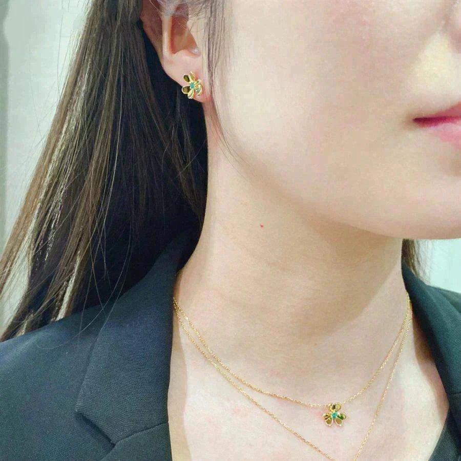 [LUXORA]FRIVOLE  FLOWER MALACHITE EARRINGS