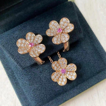 [LUXORA]FRIVOLE PINK GOLD FLOWER DIAMOND EARRINGS