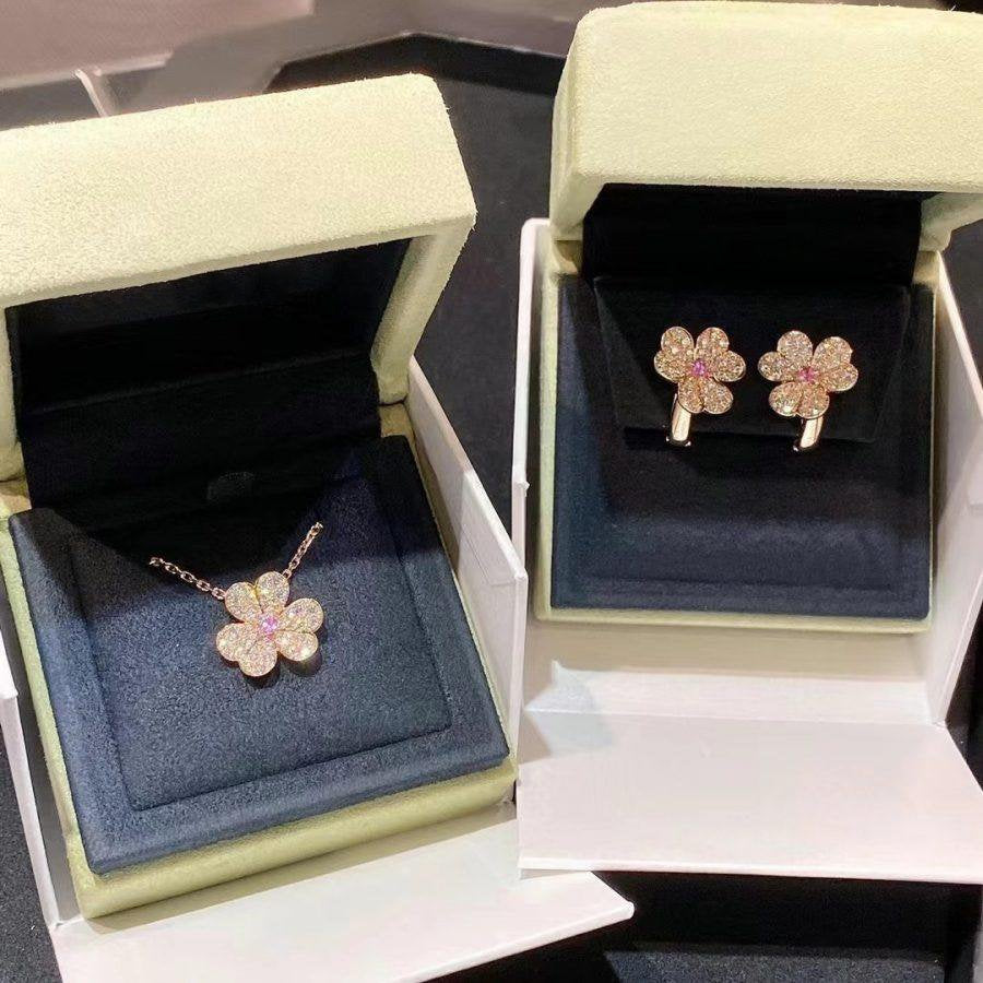[LUXORA]FRIVOLE PINK GOLD FLOWER DIAMOND EARRINGS
