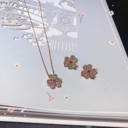 [LUXORA]FRIVOLE PINK GOLD FLOWER DIAMOND EARRINGS