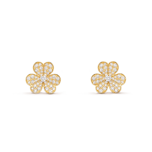 [LUXORA]FRIVOLE GOLD BLUMEN-DIAMANT-OHRRINGE