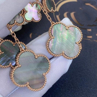 [LUXORA]CLOVER EARRINGS DARK MOP 4 MOTIFS ROSE GOLD
