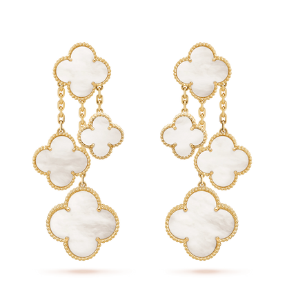 [LUXORA]CLOVER EARRINGS WHITE MOP 4 MOTIFS GOLD