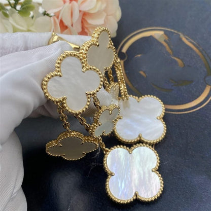 [LUXORA]CLOVER EARRINGS WHITE MOP 4 MOTIFS GOLD