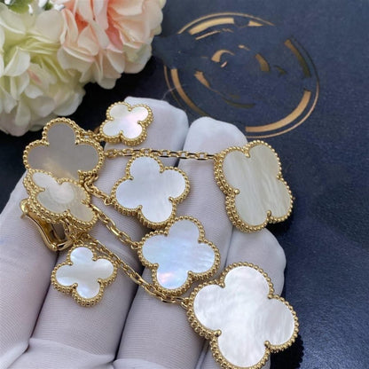 [LUXORA]CLOVER EARRINGS WHITE MOP 4 MOTIFS GOLD