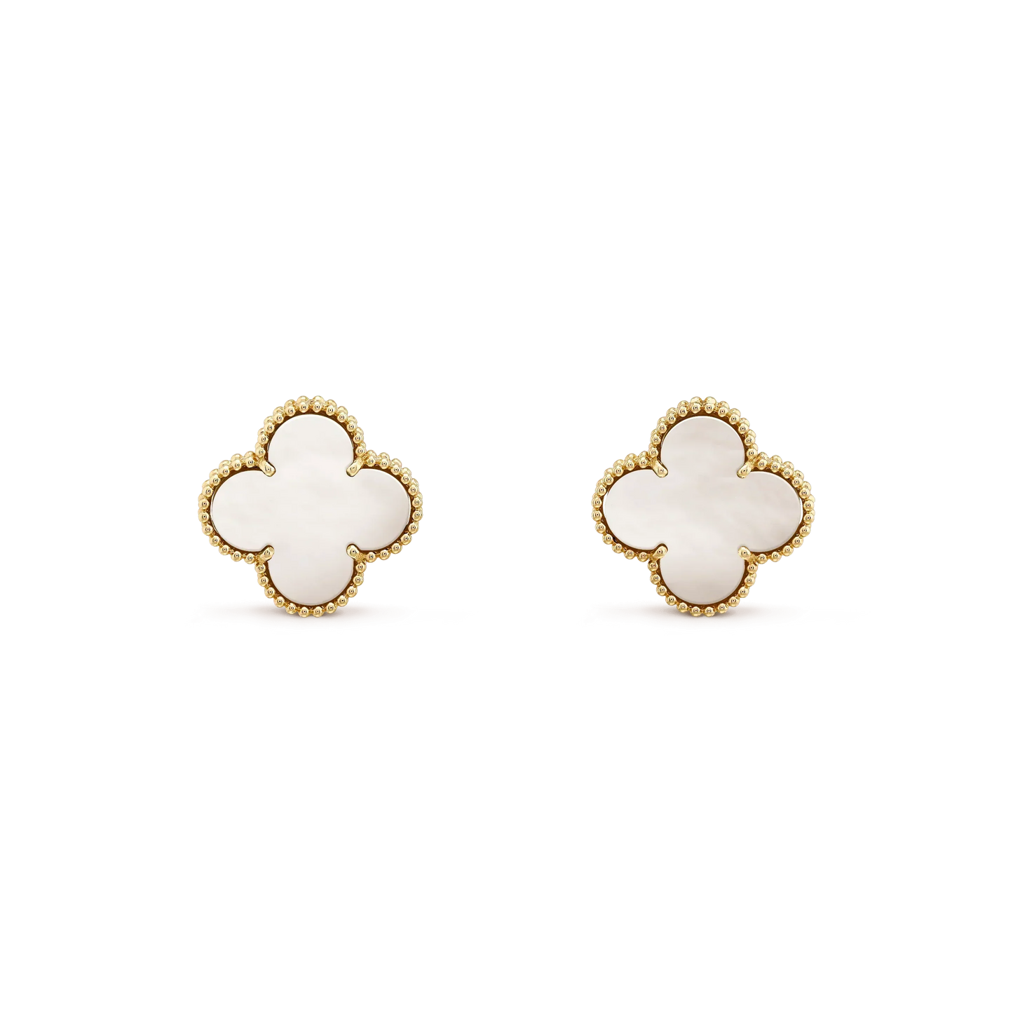 [LUXORA]CLOVER MEDIUM 1 MOTIFS  WHITE MOP STUD EARRINGS