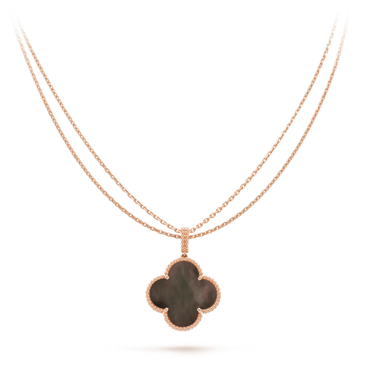 [LUXORA]CLOVER 25MM GOLD DARK MOP BIG CLOVER HALSKETTE