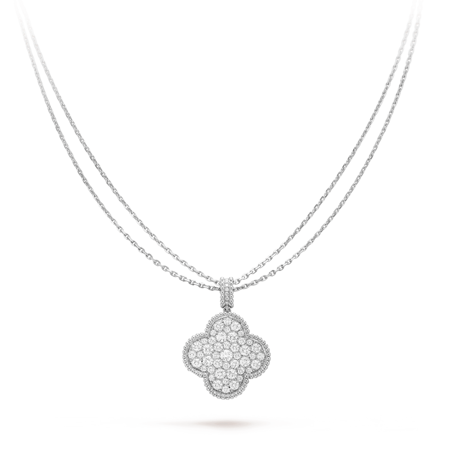 [LUXORA]CLOVER 25MM SILVER FULL DIAMOND BIG CLOVER NECKLACE