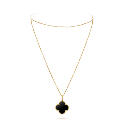 [LUXORA]CLOVER 25MM GOLD ONYX BIG CLOVER NECKLACE