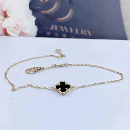 [LUXORA]CLOVER ONYX SINGLE FLOWER BRACELET