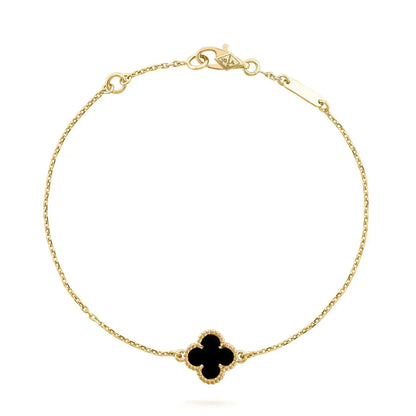 [LUXORA]CLOVER ONYX SINGLE FLOWER BRACELET