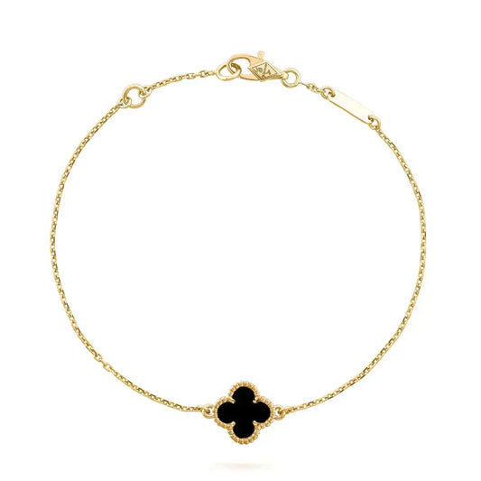 [LUXORA]CLOVER ONYX SINGLE FLOWER BRACELET