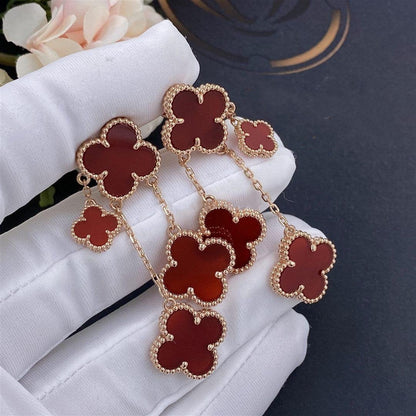 [LUXORA]CLOVER EARRINGS CARNELIAN 4 MOTIFS PINK GOLD