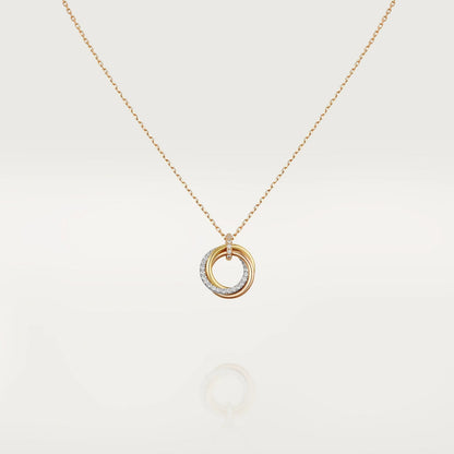 [LUXORA]TRINITY NECKLACE SILVER GOLD PINK GOLD DIAMONDS