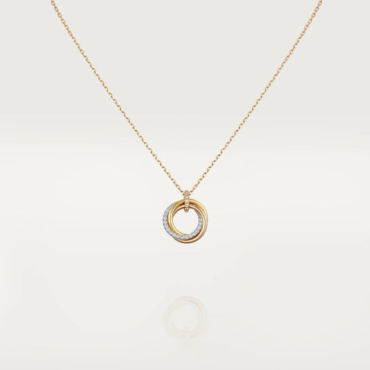 [LUXORA]TRINITY NECKLACE SILVER GOLD PINK GOLD DIAMONDS