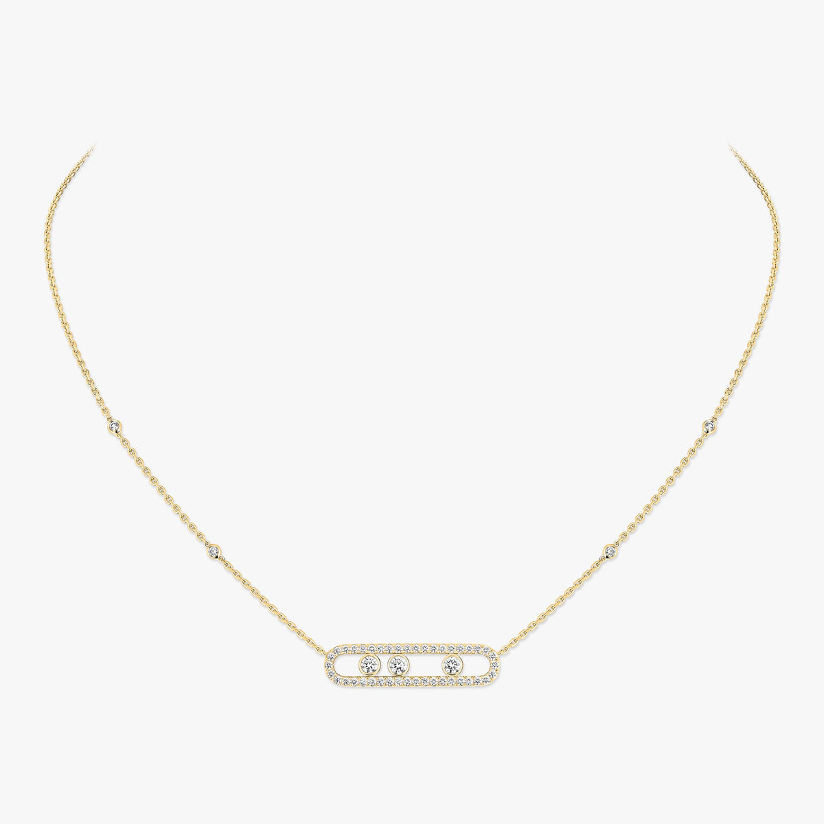 [LUXORA] Move Pave_ Rose Gold Diamond Necklace