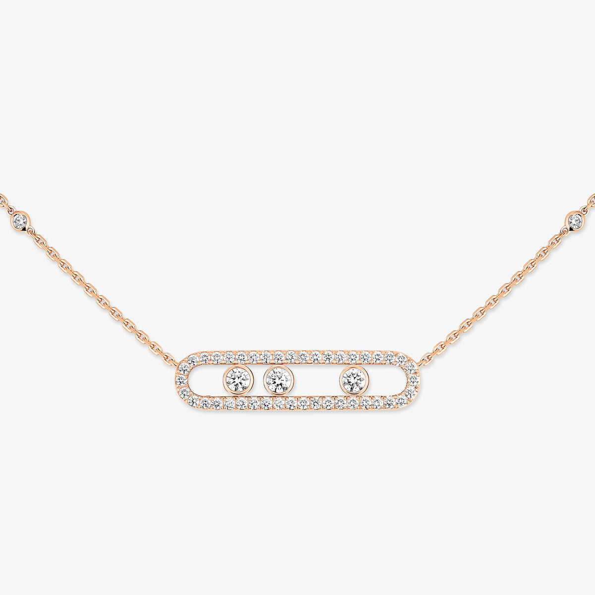 [LUXORA] Move Pave_ Rose Gold Diamond Necklace