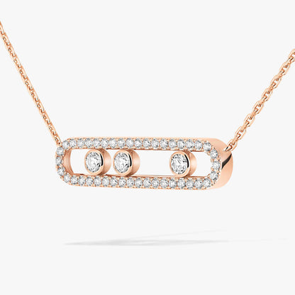 [LUXORA] Move Pave_ Rose Gold Diamond Necklace
