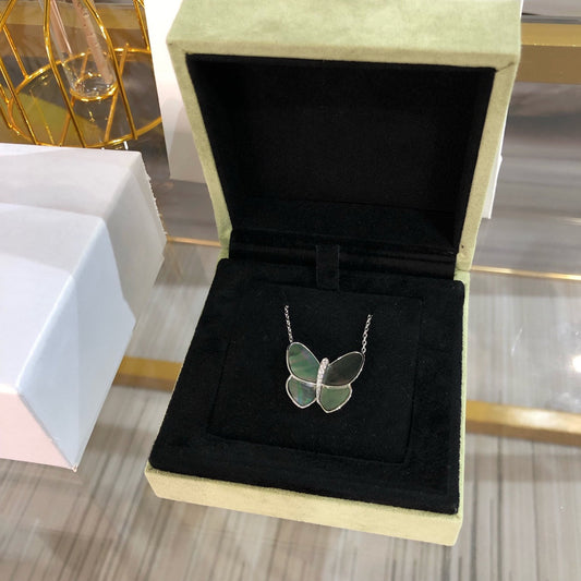 [LUXORA]GROSSER SCHMETTERLING SILBER ANHÄNGER DIAMANT HALSKETTE
