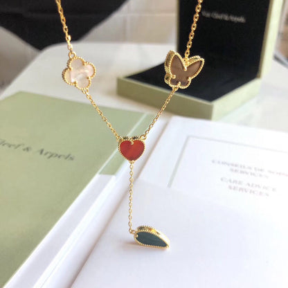 [LUXORA]LUCKY SPRING 4 MOTIFS ROSE GOLD NECKLACE