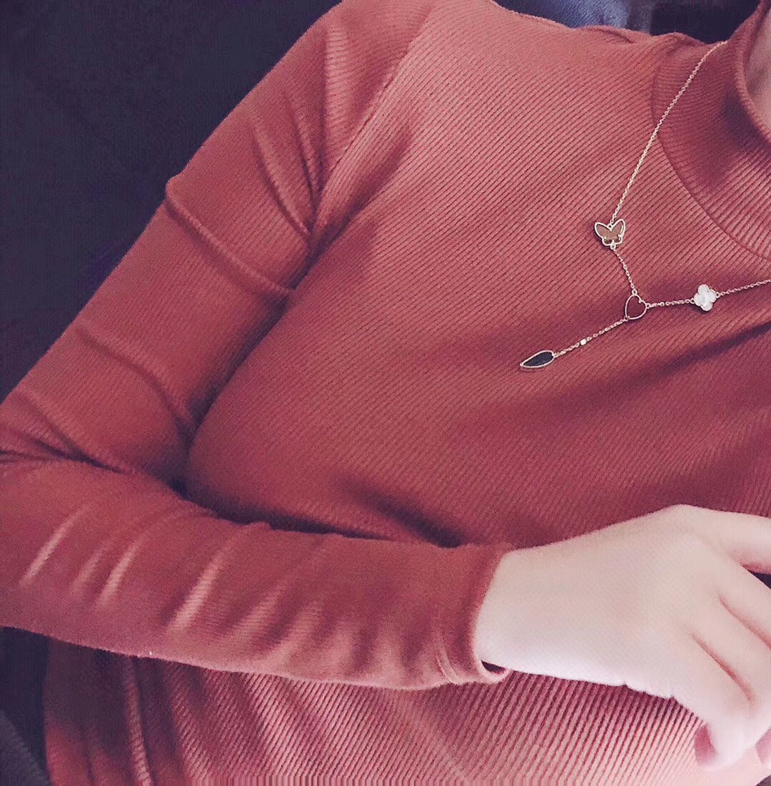 [LUXORA]LUCKY SPRING 4 MOTIFS ROSE GOLD NECKLACE