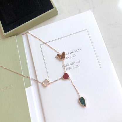 [LUXORA]LUCKY SPRING 4 MOTIFS ROSE GOLD NECKLACE