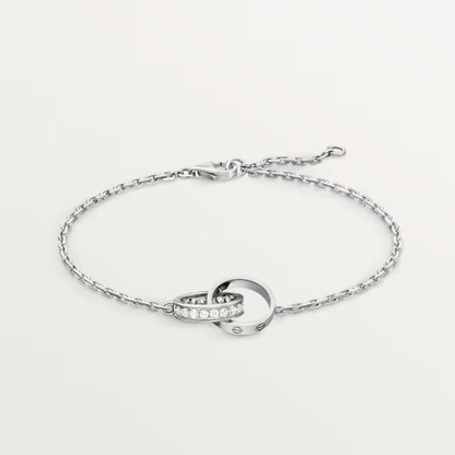 [⭐JeweliWhal]LOVE DOUBLE RING HALF DIAMOND BRACELET