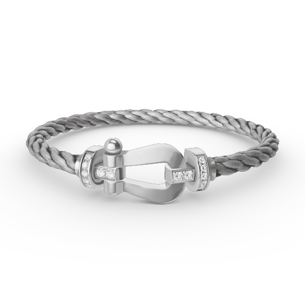 [LUXORA]FORCE LARGE HORSESHOE HALF DIAMOND BRACELET SILVER