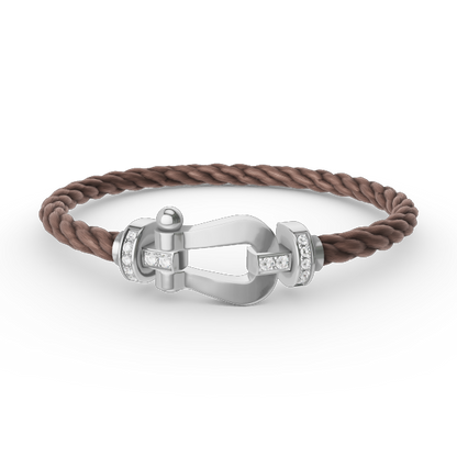 [LUXORA]FORCE LARGE HORSESHOE HALF DIAMOND BRACELET SILVER
