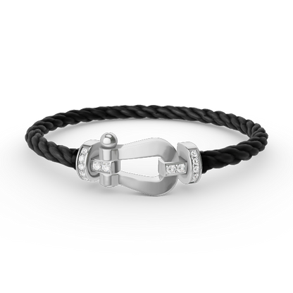 [LUXORA]FORCE LARGE HORSESHOE HALF DIAMOND BRACELET SILVER