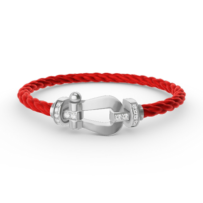 [LUXORA]FORCE LARGE HORSESHOE HALF DIAMOND BRACELET SILVER