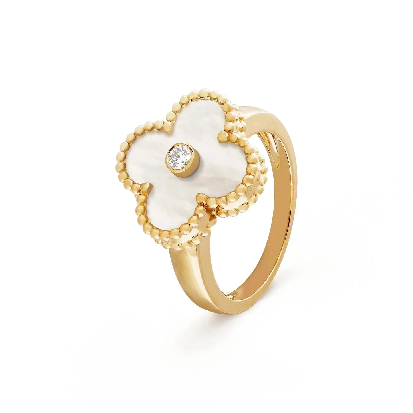 [LUXORA]CLOVER PINK MOP RING GOLD DIAMOND