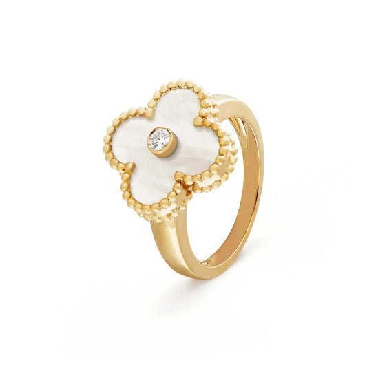 [LUXORA]CLOVER PINK MOP RING GOLD DIAMOND